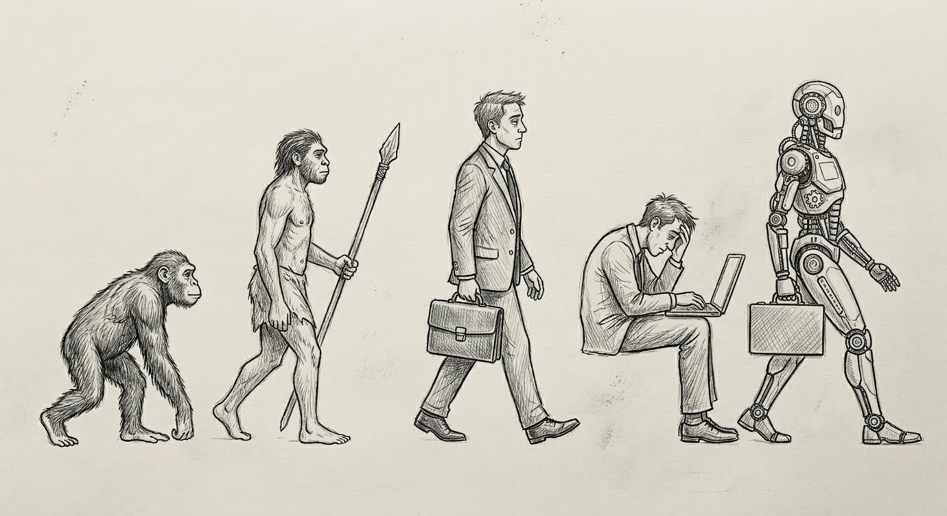 From ape to man to office worker to robot