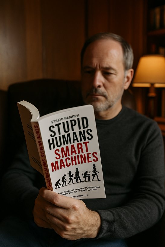 Reader with the book in a study